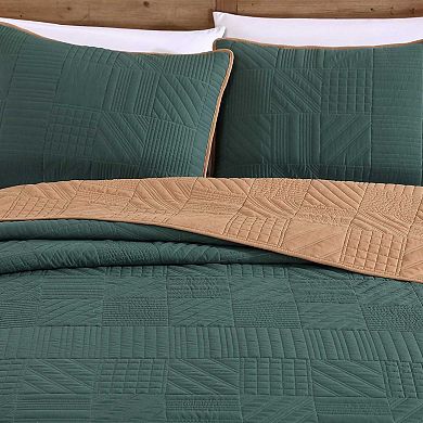 Eddie Bauer Solid Reversible Microfiber Quilt Set