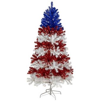 Northlight 6' Pre-Lit Clear Lights Americana Tinsel Christmas Tree