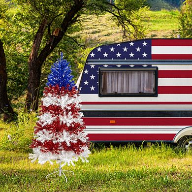 Northlight 6' Pre-Lit Clear Lights Americana Tinsel Christmas Tree