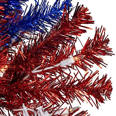 Northlight 6' Pre-Lit Clear Lights Americana Tinsel Christmas Tree