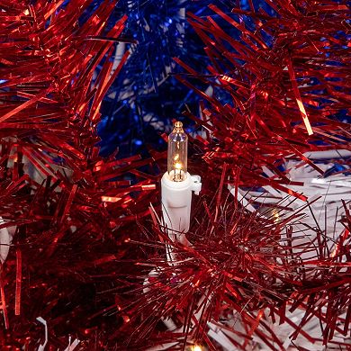 Northlight 6' Pre-Lit Clear Lights Americana Tinsel Christmas Tree