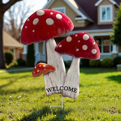 Gerson Metal Mushroom Welcome Yard Stake