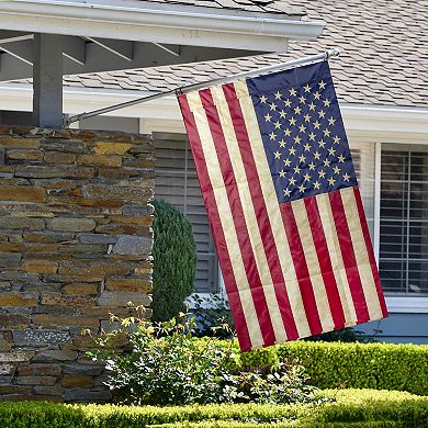 Embroidered Tea-Stained 40" x 28" Patriotic USA House Flag