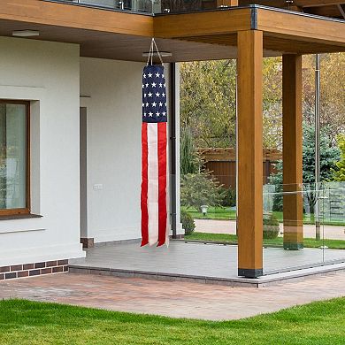 Northlight 60" Patriotic Stars and Stripes Outdoor Windsock