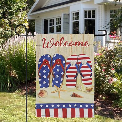 Sandy Beach "Welcome" Patriotic 18" x 12.5" Outdoor Garden Flag
