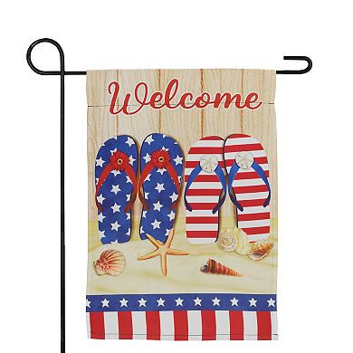 Sandy Beach "Welcome" Patriotic 18" x 12.5" Outdoor Garden Flag
