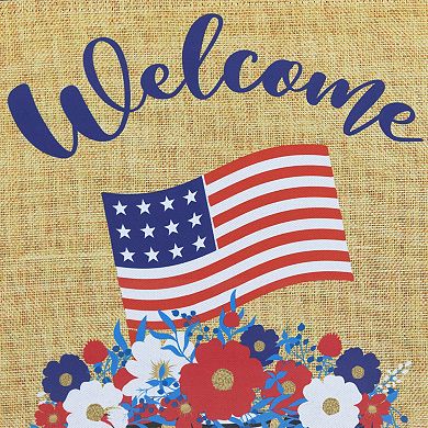 Northlight Floral Mason Jars "Welcome" USA 18" x 12.5" Patriotic Outdoor Garden Flag