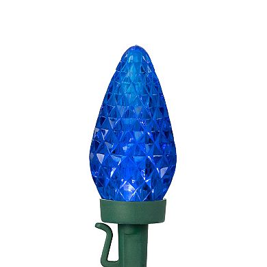 Patriotic LED C9 Faceted Red White and Blue 66' Green Wire 100-ct. Christmas Lights