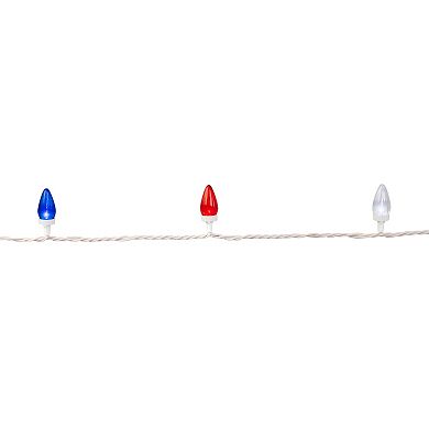 Patriotic C7 LED Red Blue and White 16' White Wire 50-ct. Christmas Lights