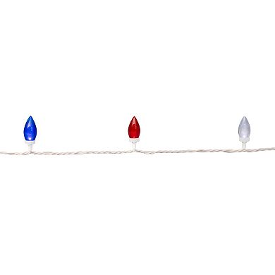 Patriotic LED C9 Red White and Blue 16' White Wire 25-ct. Christmas Lights