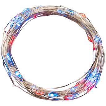 Patriotic LED Micro 17' Red White and Blue Copper Wire 50 ct Fairy Lights