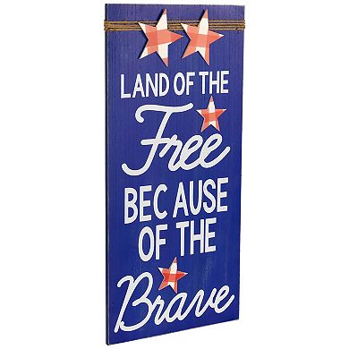 Northlight God Bless the USA & Land of the Free Patriotic Wooden Plaque Wall Decor 2-pc. Set