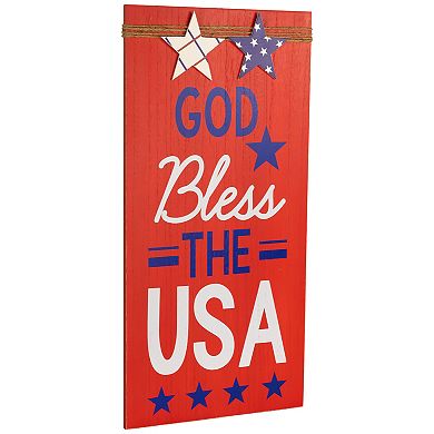 Northlight God Bless the USA & Land of the Free Patriotic Wooden Plaque Wall Decor 2-pc. Set