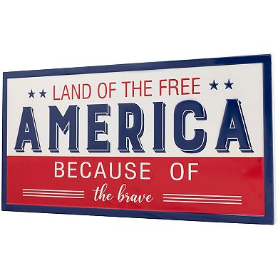 Northlight Land of the Free Because of the Brave Patriotic Metal Wall Decor