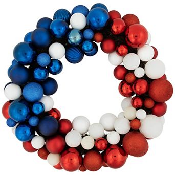 Northlight 22" Glittered Patriotic Ornament Wreath