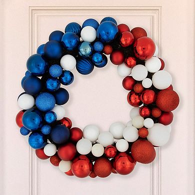 Northlight 22" Glittered Patriotic Ornament Wreath