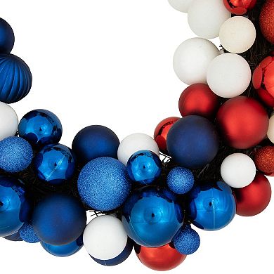 Northlight 22" Glittered Patriotic Ornament Wreath
