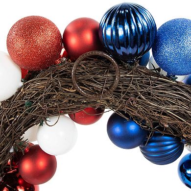 Northlight 22" Glittered Patriotic Ornament Wreath