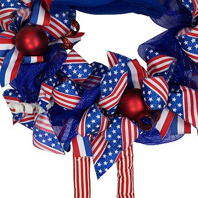 Northlight 24" Patriotic Hat with Legs Deco Mesh Wreath