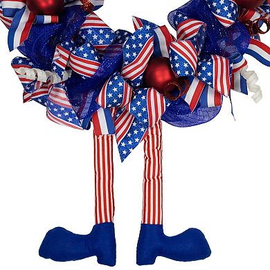 Northlight 24" Patriotic Hat with Legs Deco Mesh Wreath