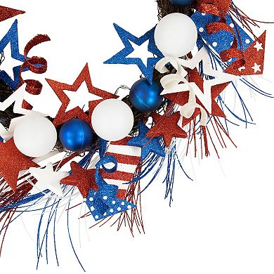 Glittered Stars and Rockets 22" Patriotic Wreath