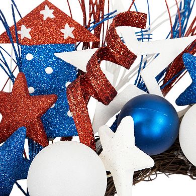 Glittered Stars and Rockets 22" Patriotic Wreath