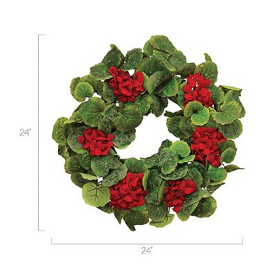 Gerson 24-in. Seasonal Fabric Geranium Twig Wreath