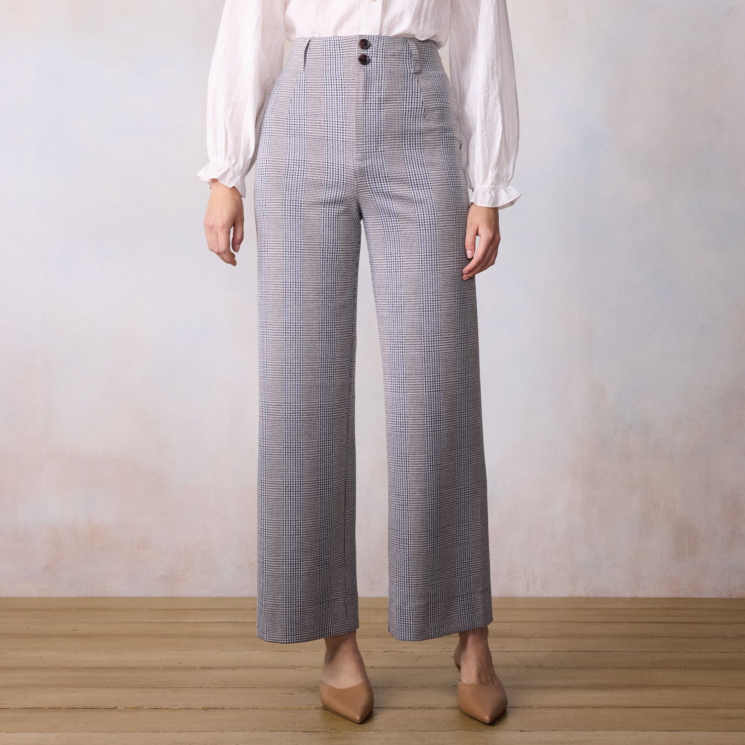 Женские брюки LC Lauren Conrad Wildflower Super High Rise Wide Leg, цвет: Чёрный / Белый — фото 1