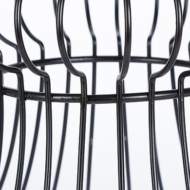 Gerson 16.5-in. Round Black Metal Wire Planter on Stand with Mat Liner