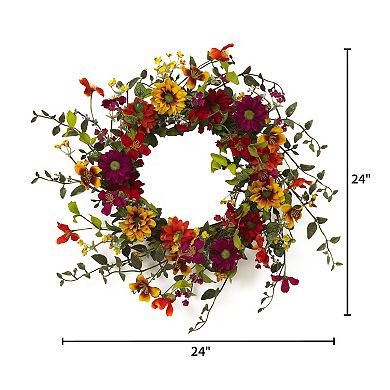 Gerson 24-in. Vibrant Summer Wildflower Twig Wreath