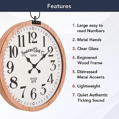 American Art Décor 27.5 in. Vintage Pocket Watch Wall Clock