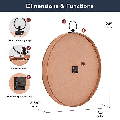 American Art Décor 27.5 in. Vintage Pocket Watch Wall Clock