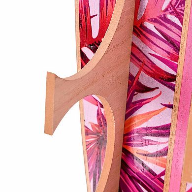 American Art Décor Pink Palm Surfboard Wine Rack