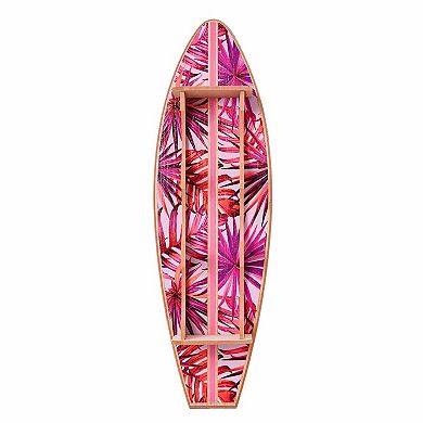 American Art Décor Pink Palm Surfboard Wine Rack