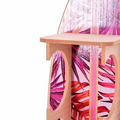 American Art Décor Pink Palm Surfboard Wine Rack