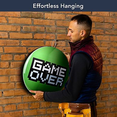 American Art Décor Game Over Dome Metal Sign