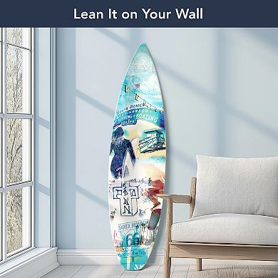 American Art Décor Dogtown Collage Surfboard Wall Sign