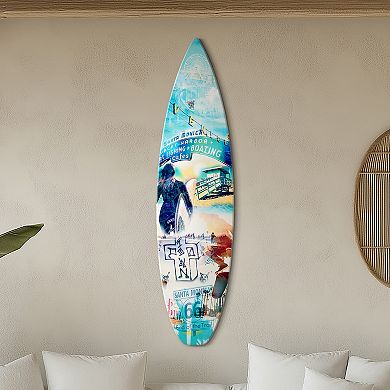 American Art Décor Dogtown Collage Surfboard Wall Sign