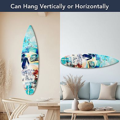 American Art Décor Dogtown Collage Surfboard Wall Sign