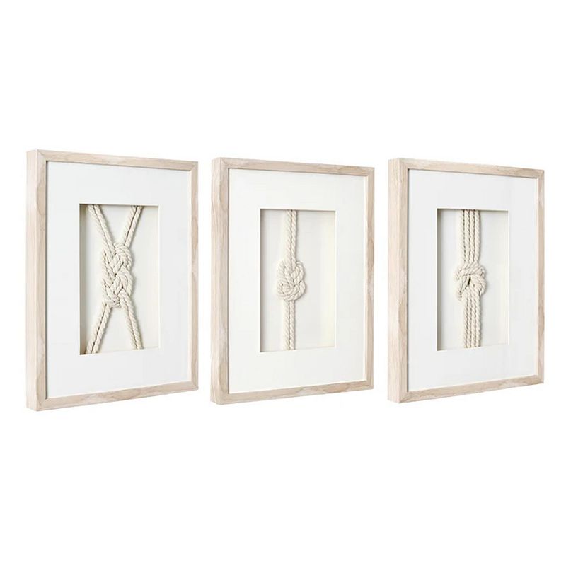 American Art Decor Naut Shore Framed Nautical Knots Wall Decor in Natural 3-piece set - 14  x 11 (only 1 picture)