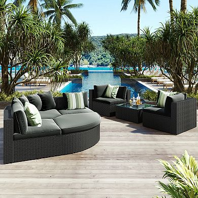 Merax 7-piece Outdoor Wicker Sofa Set, Rattan Sofa Lounger, Conversation Sofa