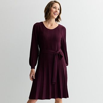Women's Robbie Bee Long Sleeve A-Line Sweater Dress
