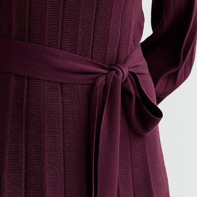Women's Robbie Bee Long Sleeve A-Line Sweater Dress, Size: XS, Burgundy