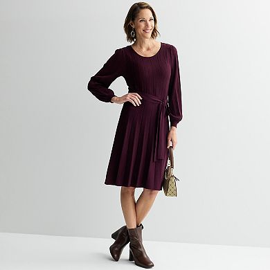 Women's Robbie Bee Long Sleeve A-Line Sweater Dress