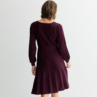 Women's Robbie Bee Long Sleeve A-Line Sweater Dress