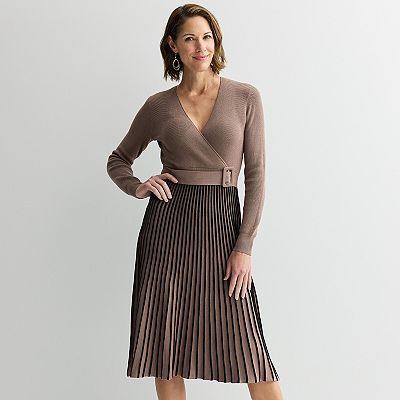 strapless open back dress Cable Knit Pleated Sweater Dress – English Factory main image 0