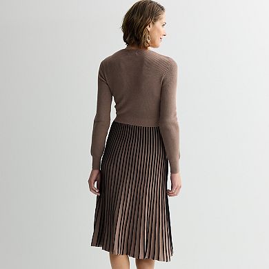 Women's Robbie Bee Rib Pleated Sweater Dress