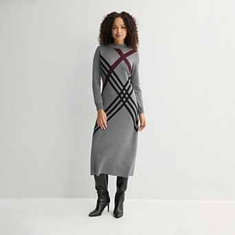 Women's Robbie Bee Long Sleeve Mock Neck Dress