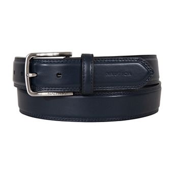 Men's Nautica Inlay Logo Signature Leather Belt