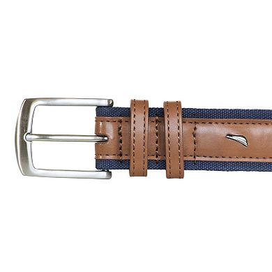 Men's Nautica Signature Canvas Leather Overlay Belt